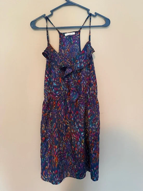 Lush Multicolor Abstract Dot Print Dress - Navy Base with Bright Accents - Picture 1 of 3